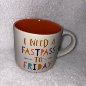 Disney Orange and White Fastpass Mug